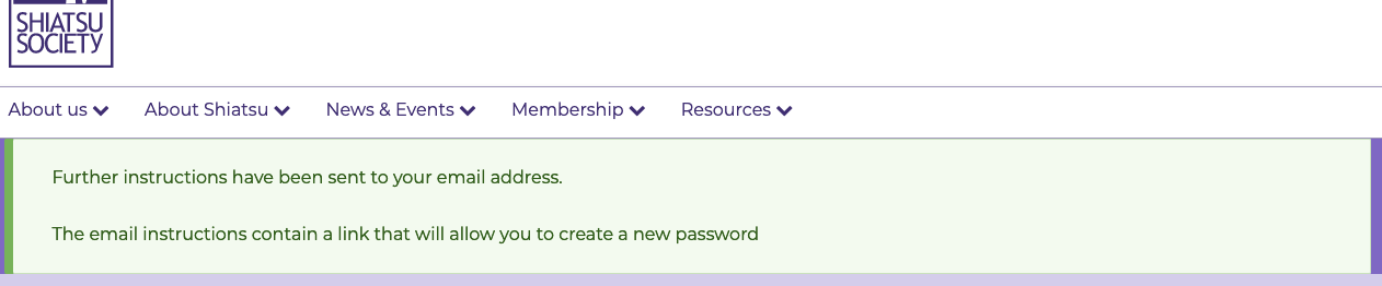 green notification password reset