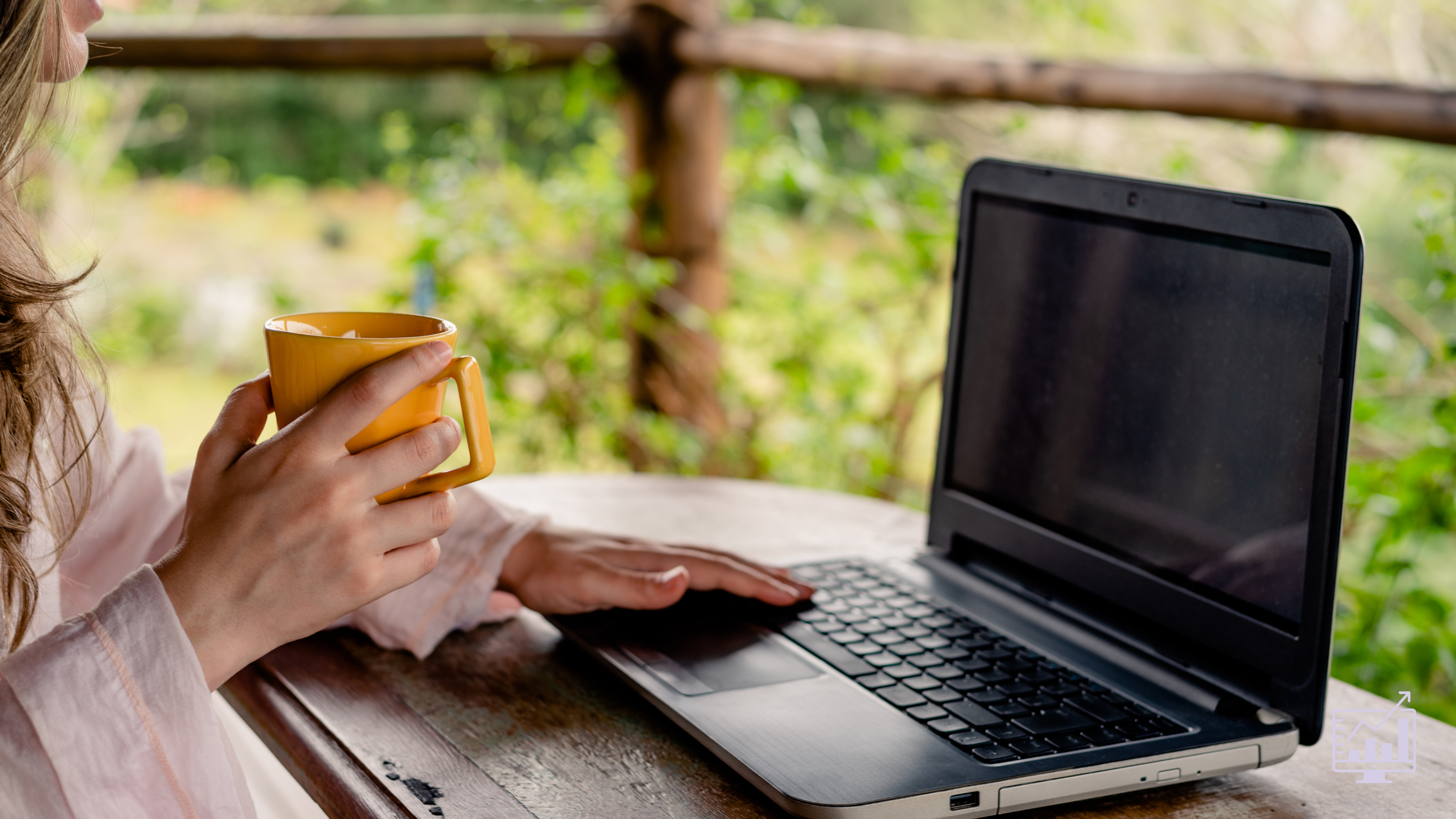 image: woman working remotely