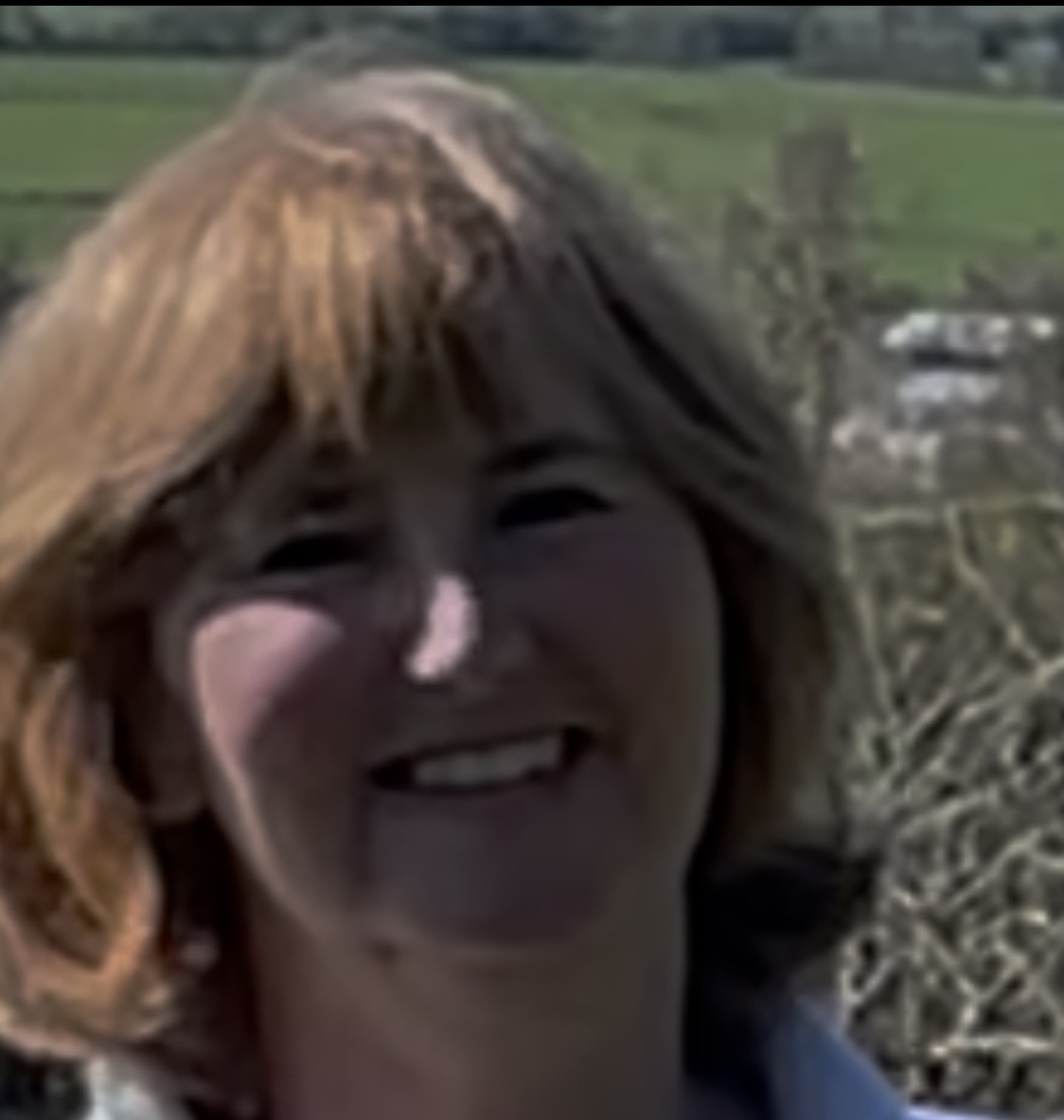 Picture of Lynn's face outdoors in the sunny countryside