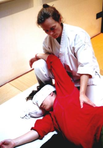 Stretching during a Shiatsu session