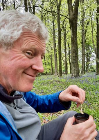 Kim, bluebells . . . and coffee